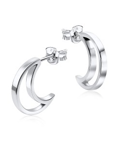 Half Moon Shape Silver Stud Earring STS-3220